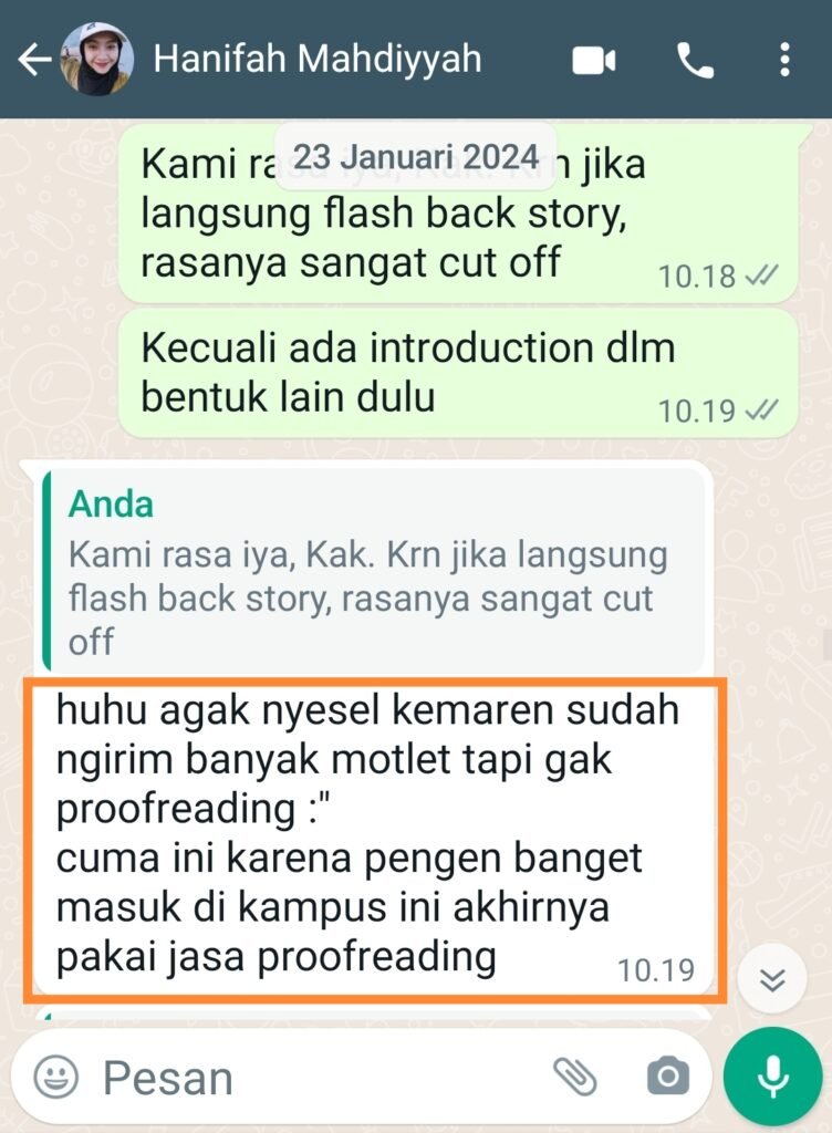 ENGLISH++ - Testimoni Jasa Proofread Beasiswa 4