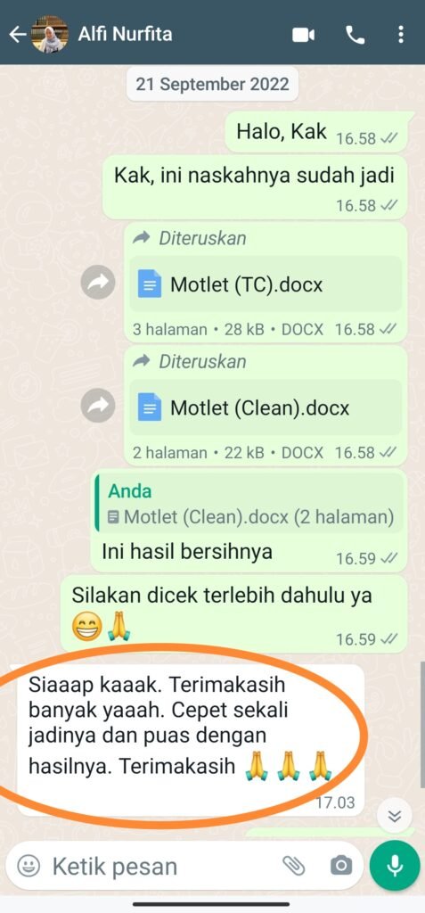 ENGLISH++ - Testimoni Jasa Proofread Beasiswa 5