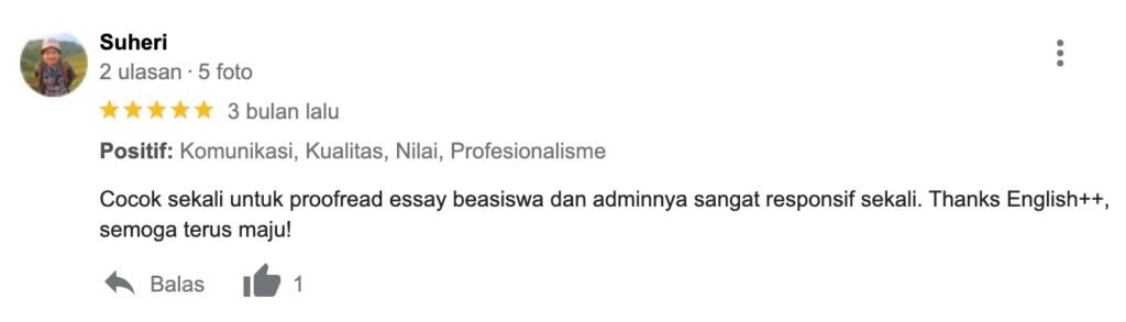 ENGLISH++ - Testimoni Jasa Proofread Beasiswa 9